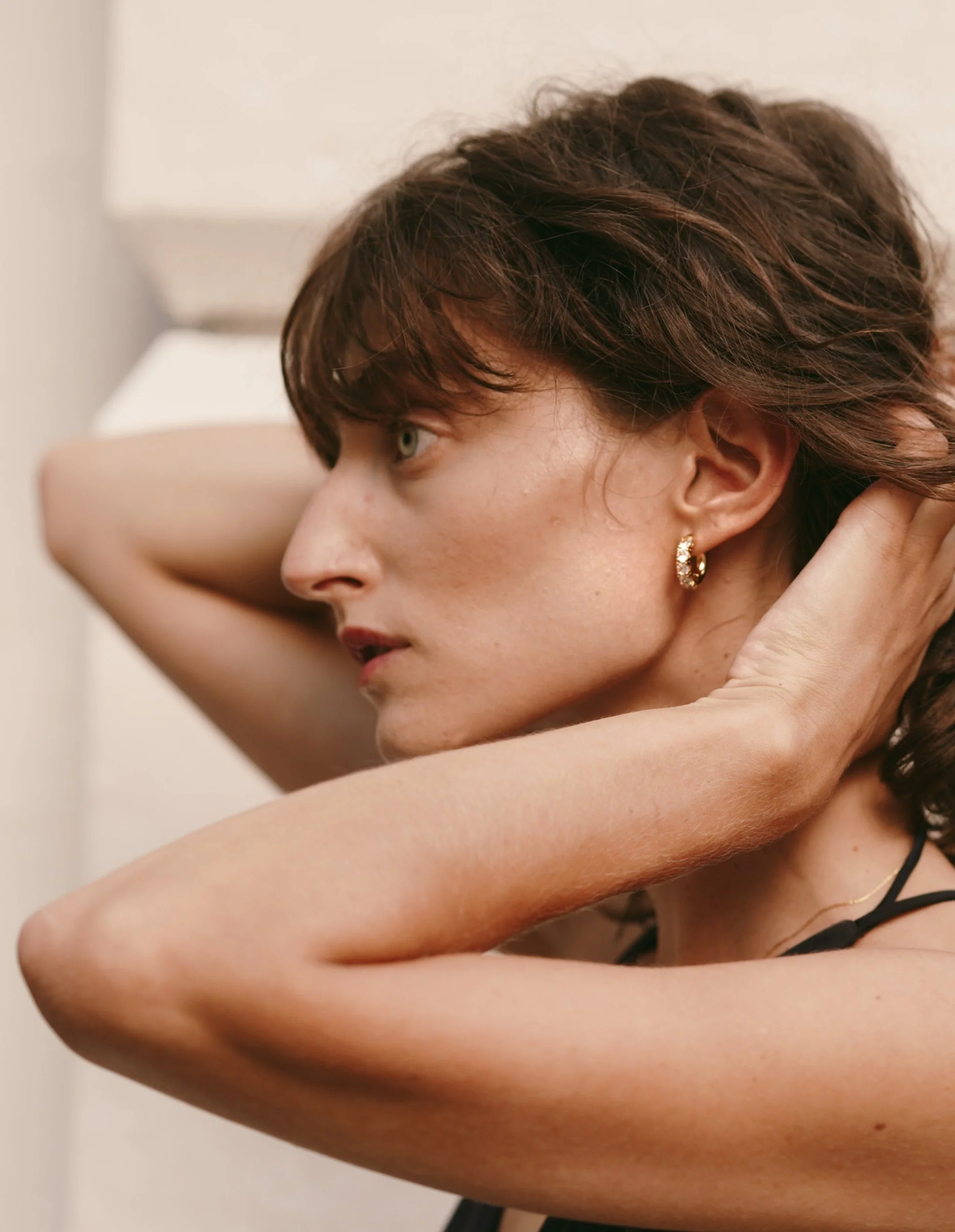 White Stone Hoops - Image 5