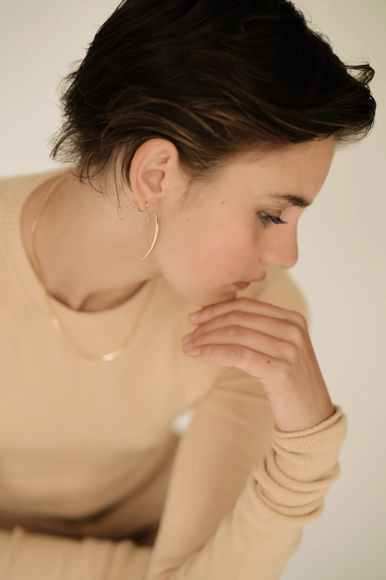 Gold Linear Drop Earrings - Image 8